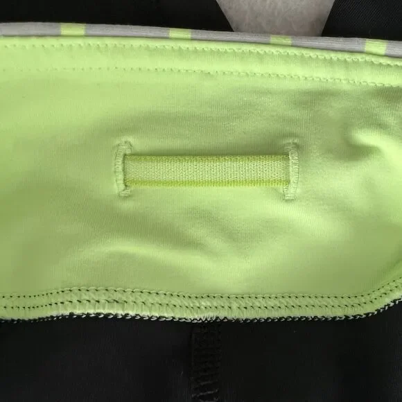 Lululemon Run Pace Crop Black Deauville Stripe Clear Mint Light Grey Pant 4 - Picture 5 of 11